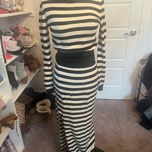 Striped Black and White Knit Set